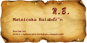 Mateicska Balabán névjegykártya